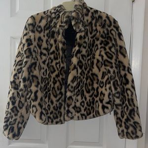 Faux fur leopard print jacket